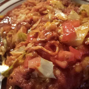 Chicken stuffed sopapilla with rice