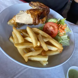Chicken with fries