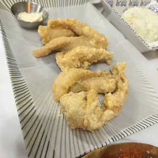 Fish fingers with white rice!!