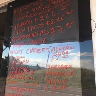 a menu in a window