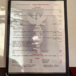 the menu