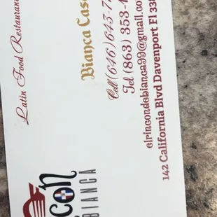 a close up of a business card