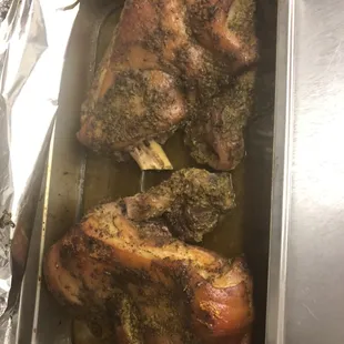 chicken and broccoli in a pan