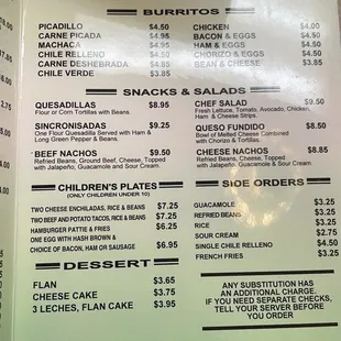 menu
