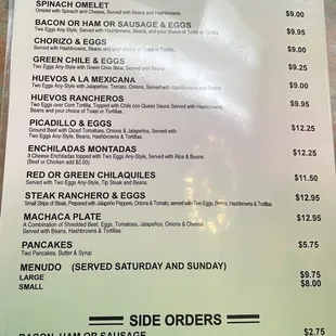 menu