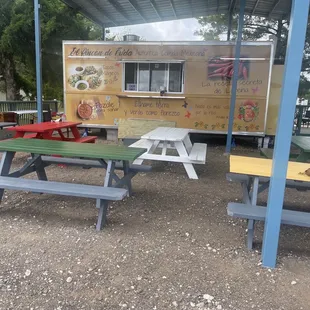 Food truck and sitting area