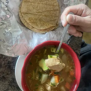 Chicken Soup with tortillas