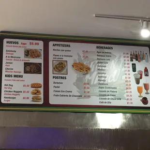 Menu board