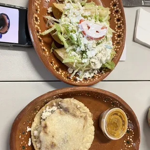 Tacos dorados and gordita.