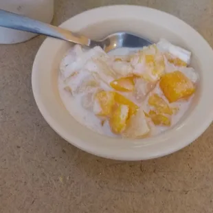 Comida Corrida- Dessert, fruit with wip cream.