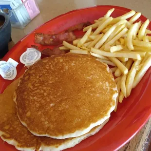 Rincon #1 substituted Eggs for French fries. Pancakes, bacon, and eggs is originally the plate.