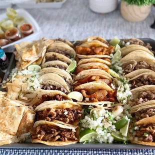 Chicken quesadillas- Tacos: barbacoa, chicharrone, asada &amp; pastor and all the fixings 3