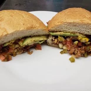 a sandwich cut in half