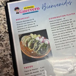 tacos, menu