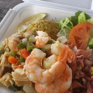 Mofongo con Carrucho, Pulpo, Camarones / Mofongo with Conch, Octopus, Shrimp