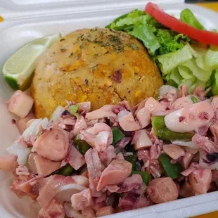 Mofongo con Ensalada de Pulpo / Mofongo with Octopus Salad