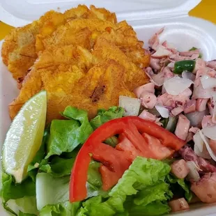 Pulpo con Tostones / Octopus with Fried Green Plantain