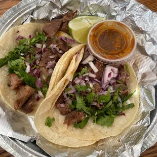Beef tongue tacos