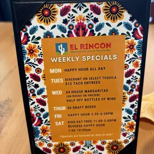 Weekly specials