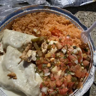 Chicken Burritos Especiales.  Very good, highly recommend!