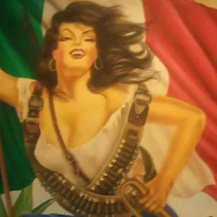 on the back wall beside the entrance