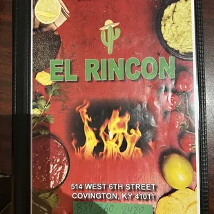 Menu cover