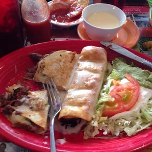 Love their chimichanga and white con queso dip!!