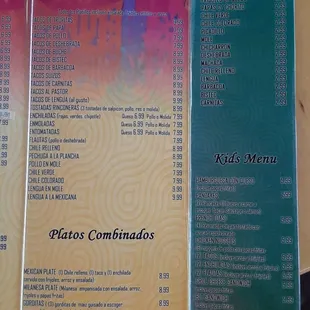 the menu