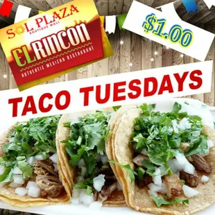 Tuesday only!!!!  $1 all day