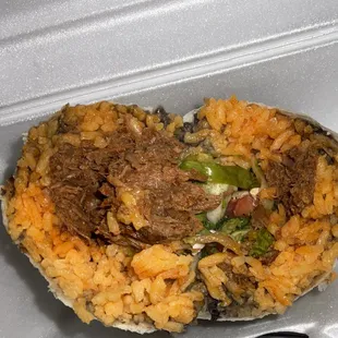 Inside barbacoa burrito