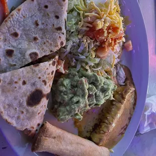 Quesadilla, taquitos and a tamale