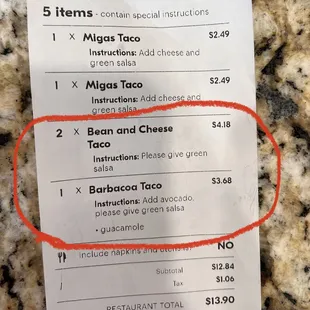 Asked for specific requests