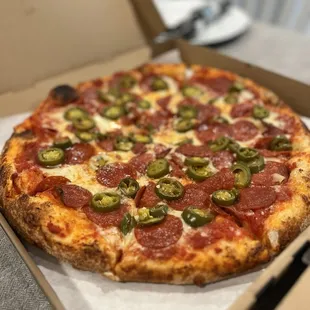 Large pepperoni and jalapeno