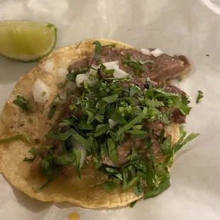 Beef lengua tacos