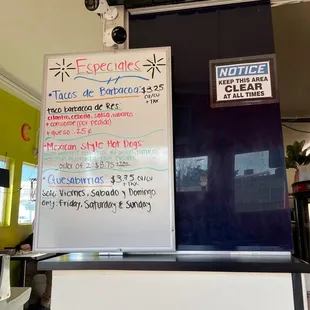 Specials for the day