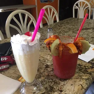 two drinks on a table