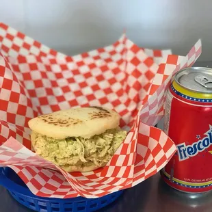a sandwich and a soda