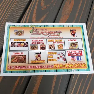 a menu for a mexican restaurant