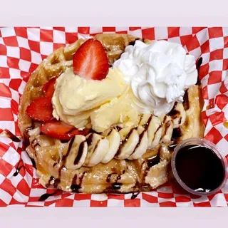 Belgian Waffle with ice cream