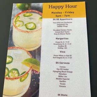 Happy hour menu