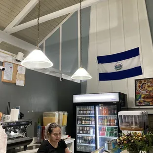  a woman at a counter
