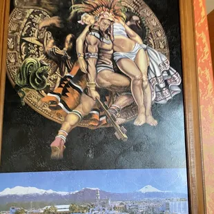 a painting of a woman and a man on a horse