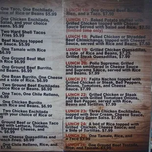 Lunch Menu 11:00 AM - 3:00PM