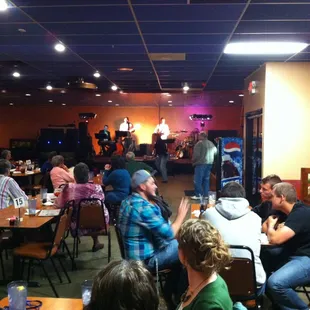 Dining area with dance floor and stage in back