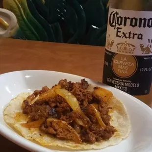 Chorizo taco whit handmade tortilla