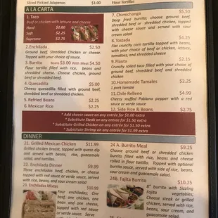 the menu