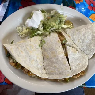 Veggie Quesadillas with chicken. Moist and juicy.