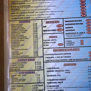 New menu with prices