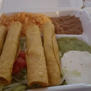 Chicken Flauta Plate, to-go!
