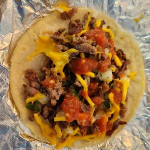 The tacos are huge and delicious! Two carne asada tacos filled me with love. Very friendly staff.